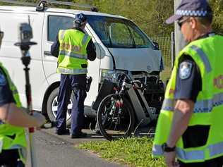 A woman was taken to hospital on Thursday morning after a van reportedly veered into her bike on David Low Way at Diddillibah. Picture: Patrick Woods