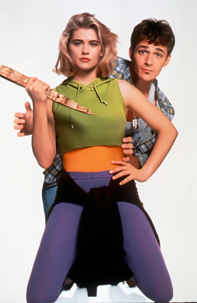 Kristy Swanson and Luke Perry in a promo shot for the ‘Buffy the Vampire Slayer’ film. Picture: Alamy 