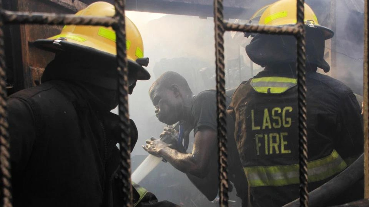 Firefighters in Lagos, Nigeria. Picture: Rufus Ashiru/Agora Images