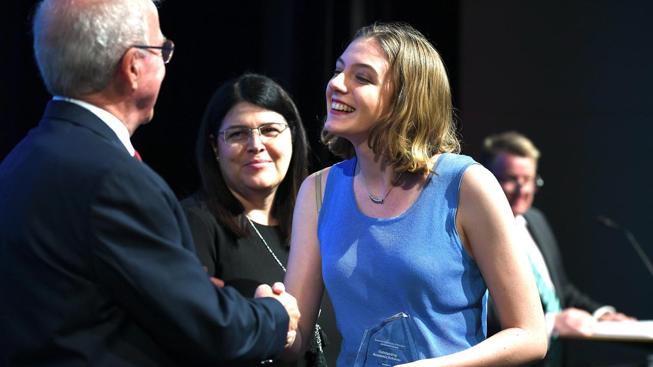 Maya Lamont was awarded the Outstanding Academic Achiever Award at the Student QCE Awards presentation. Picture: AAP/John Gass