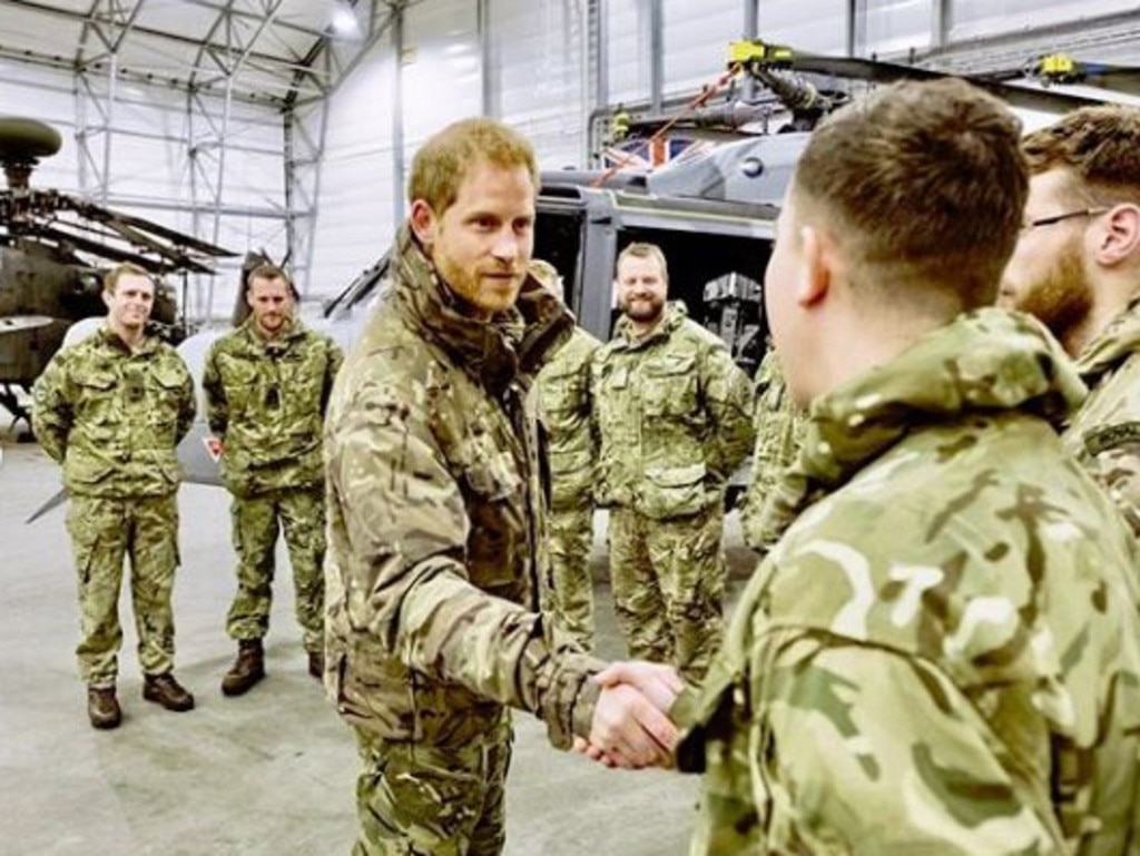 Former soldier Harry meets British troops. Picture: Instagram