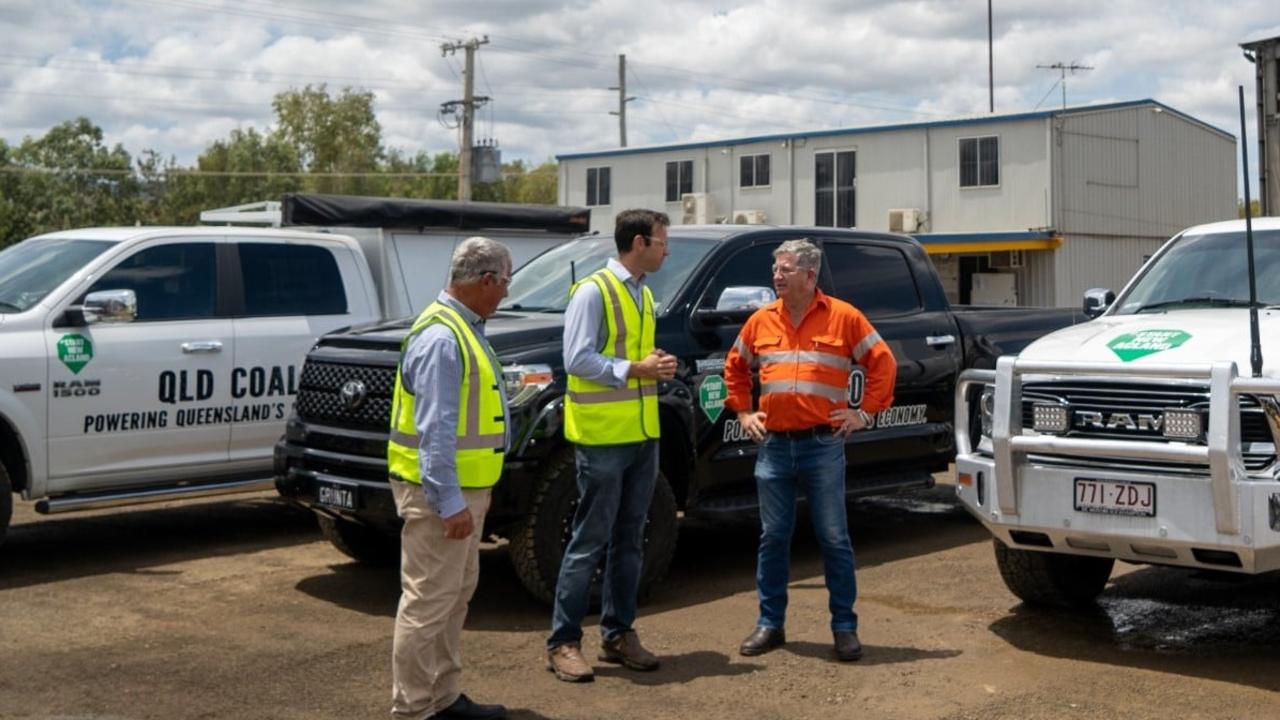 COAL SUPPORT: Queensland Senator Matt Canavan joined LNP's candidate for Rockhampton Tony Hopkins and Keppel Adrian de Groot inspecting some of the cars joining a convoy in support of New Acland Mine.