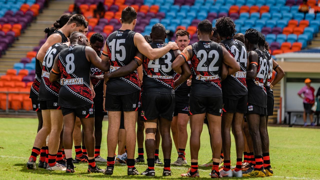 The Tiwi Bombers have been struck another blow as they face a $10,000 fine. Picture: Patch Clapp/AFLNT Media