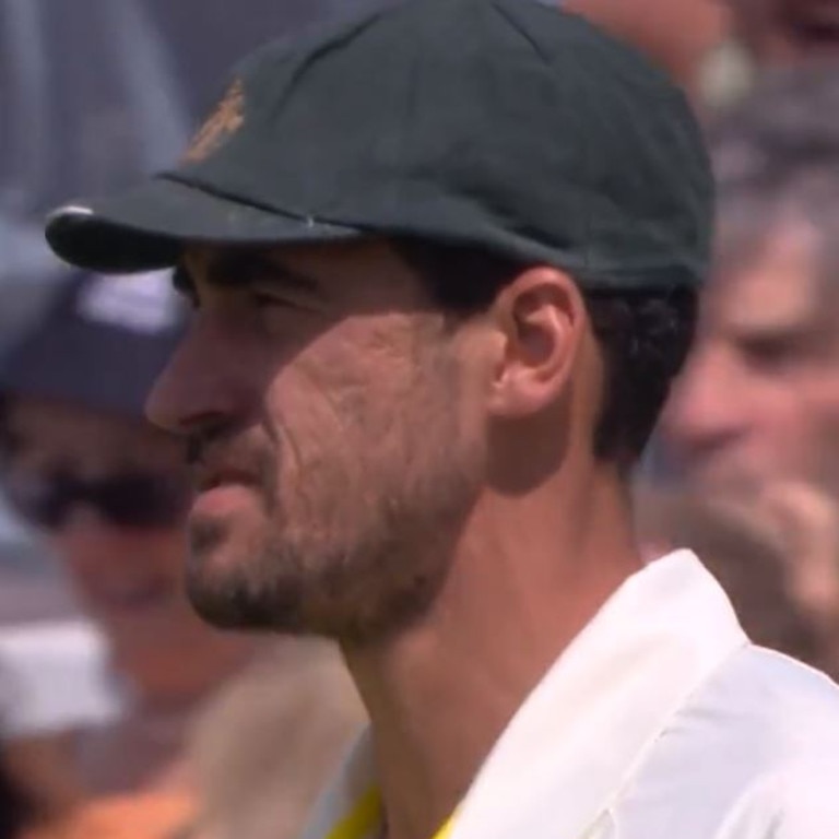 Mitchell Starc stands and takes his medicine. Pictures: Sky Sports