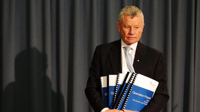 Acting Ombudsman Professor John McMillan announces the findings of his investigation into NSW police bugging. Picture: Carly Earl