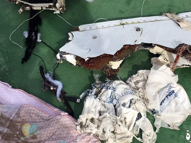 Debris found at the EgyptAir crash site. Picture: Egyptian Armed Forces Facebook via AP