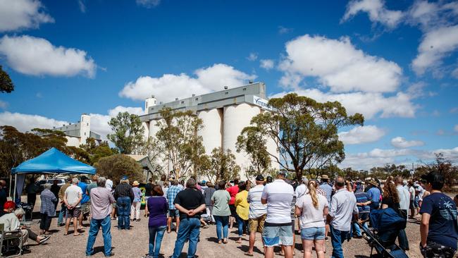 A protest rally in Kimba after it was named a preferred location in February 2020. Picture: Matt Turner