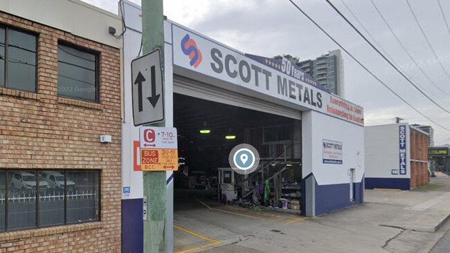 Longstanding Woolloongabba business, Scott Metals, which will make way for a mega residential development. Picture: Google Earth