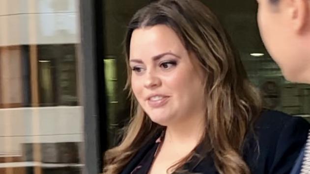 Northern beaches teacher Brigitta Williams, 33, leaves the Downing Centre after she was sentenced for high range drink driving.