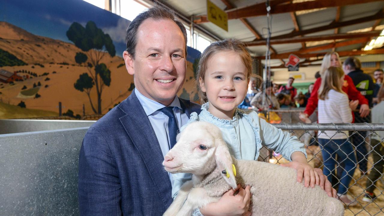 Royal Agricultural and Horticultural Society of SA chief executive, Will Rayner with his daughter Elsie (2022). Picture: Brenton Edwards