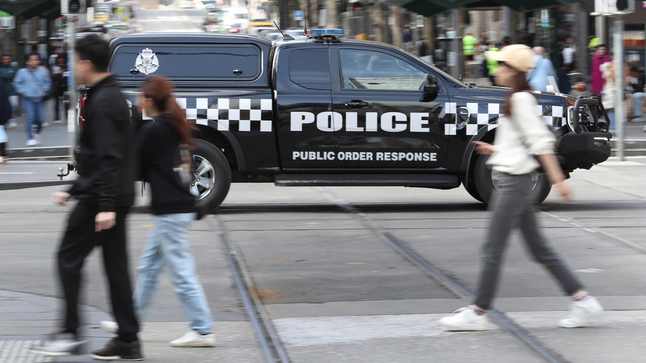 Australian Bureau of Statistics data reveals a steady increase in assaults over the past 10 years. Picture: Victoria Police Public Order Response vehicle in Melbourne CBD. NewsWire/David Crosling