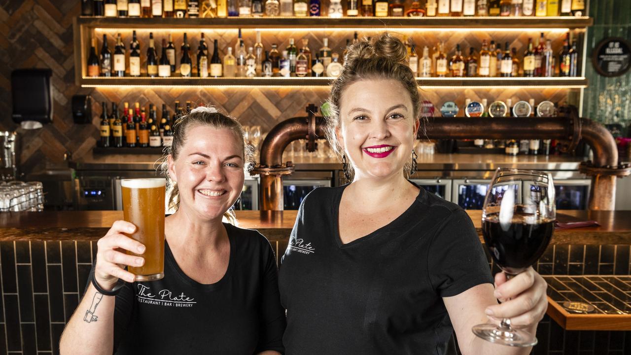 The Plate Restaurant bar manager Sharon Redding (left) and front of house manager Bianca Ricks as the Ruthven St venue prepares to open, Thursday, March 10, 2022. Picture: Kevin Farmer