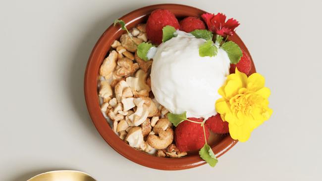 Traditional Sri Lankan Watalappan dessert with coconut ice-cream at Ra restaurant and bar at Sunshine Beach. Picture Lachie Millard