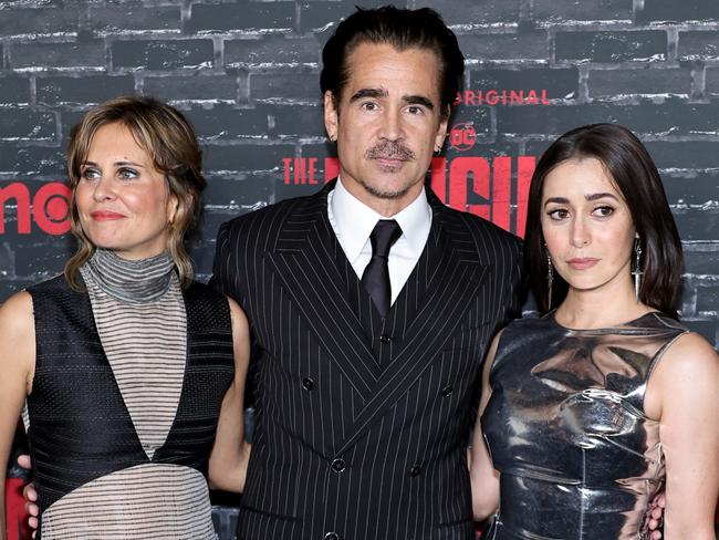 Lauren LeFranc, Colin Farrell and Cristin Milioti at The Penguin New York Premiere this week. Picture: Getty Images