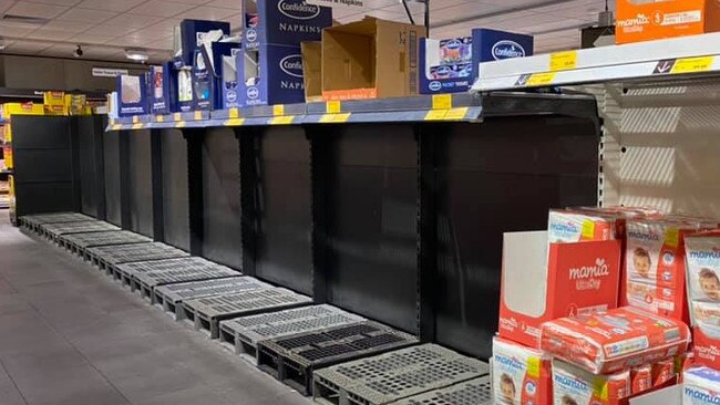 St Marys Aldi was stripped of its supply of toilet paper. Picture: Amy Julz Penelope/Facebook