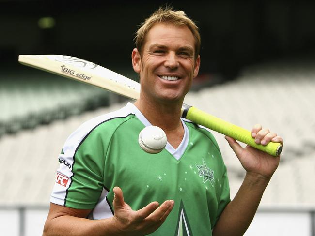 MELBOURNE, AUSTRALIA - NOVEMBER 08:  Shane Warne poses for photos after speaking to the media during a Melbourne Stars Twenty20 Big Bash League announcement at Melbourne Cricket Ground on November 8, 2011 in Melbourne, Australia.  (Photo by Robert Prezioso/Getty Images)