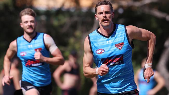 Joe Daniher trains with Essendon. Picture: Michael Klein