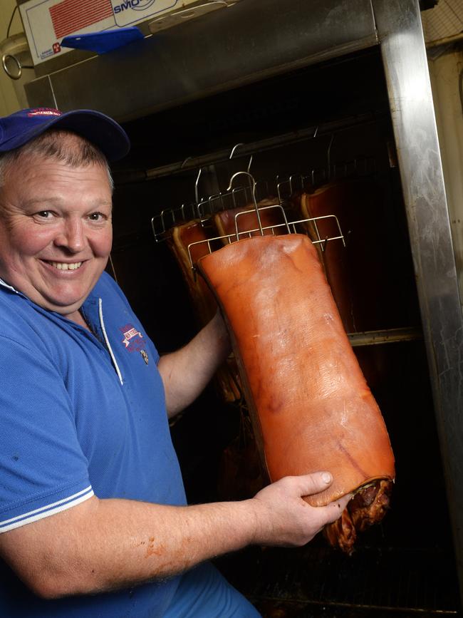 Slice of the action: Healesville Main Street butcher Steve Hollis has noted a customer drift from independent butchers to supermarkets.