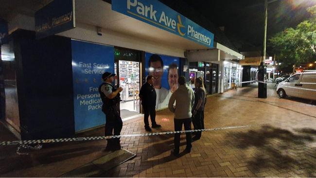 Park Avenue Pharmacy after a suspected robbery on Wednesday, August 5. Photo: Kyle Hands Media.