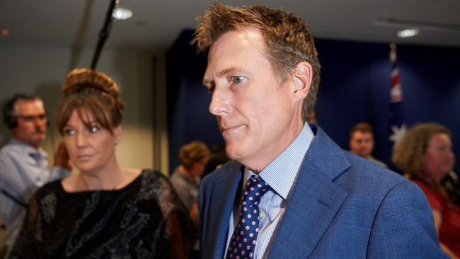 Christian Porter leaves a press conference in Perth after he outed himself as the unnamed cabinet minister accused of raping a 16-year-old girl. Picture: AFP.