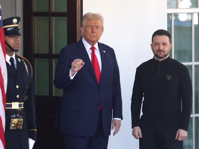 US President Donald Trump greets Ukraine’s President Volodymyr Zelensky as he arrives at the White House last month, shortly before the clash that shocked the world. Picture: AFP