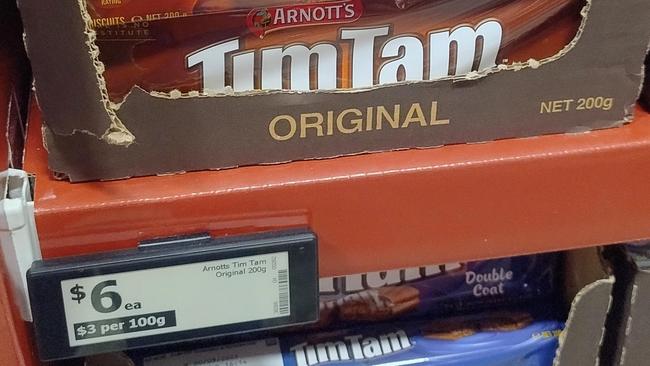 The price of Tim Tams in supermarkets have surged. Picture: Reddit