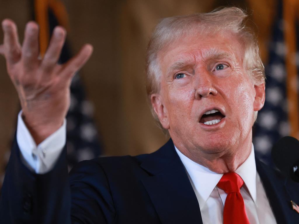 Donald Trump speaks during a press conference at his Mar-a-Lago estate. Picture: Getty Images via AFP