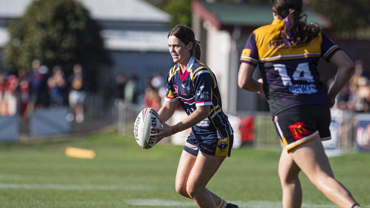 Jess Fitzgibbons of Highfields against Gatton in TRL Women grand final rugby league at Toowoomba Sports Ground, Saturday, September 14, 2024. Picture: Kevin Farmer