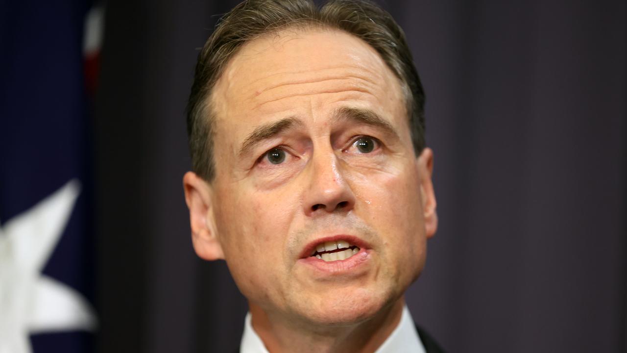 Greg Hunt at a press conference at Parliament House in Canberra. Picture: Gary Ramage / NCA NewsWire