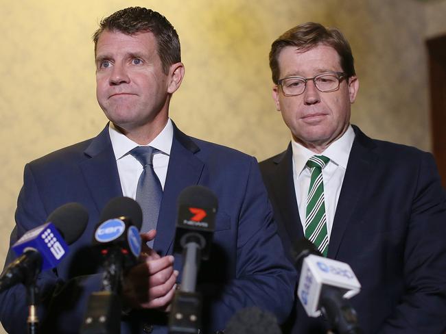 NSW Premier Mike Baird (left) and Deputy Premier Troy Grant front the media / Picture: AAP