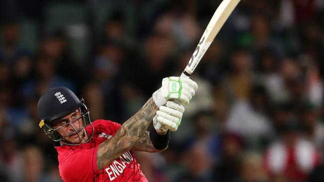 ADELAIDE, AUSTRALIA - NOVEMBER 10:  Alex Hales of England during the ICC Men's T20 World Cup Semi Final match between India and England at Adelaide Oval on November 10, 2022 in Adelaide, Australia. (Photo by Sarah Reed/Getty Images)