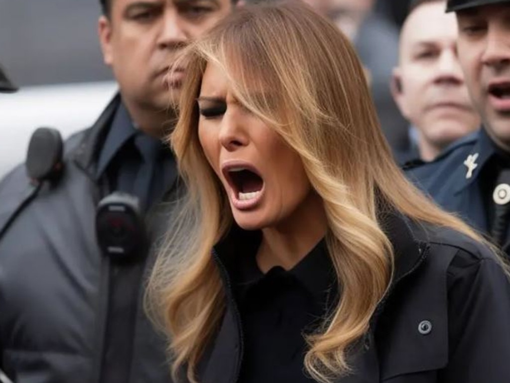 Another showed Melania Trump screaming while surrounded by police.