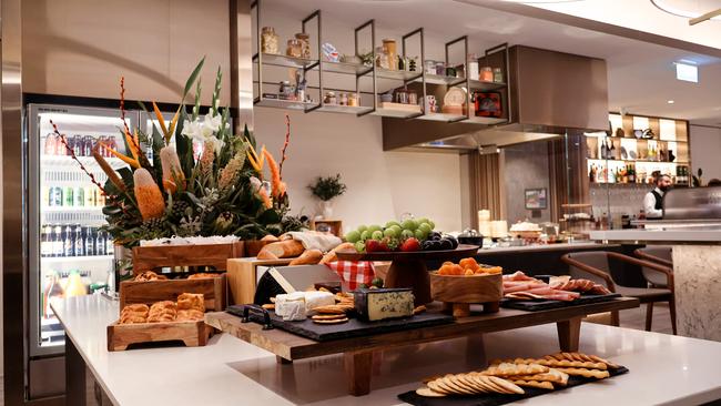 The buffet grazing board has an impressive spread of charcuterie.