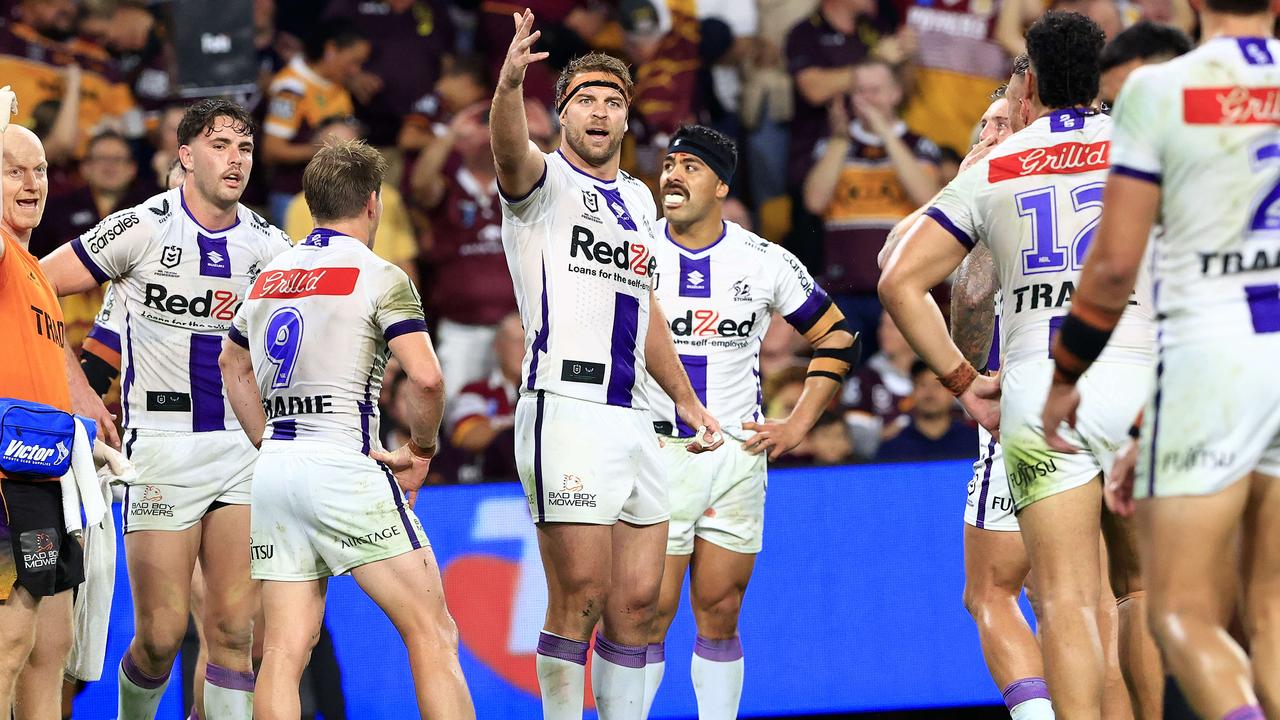 Melbourne Storm had no answers for the Broncos in Brisbane. Picture: Adam Head