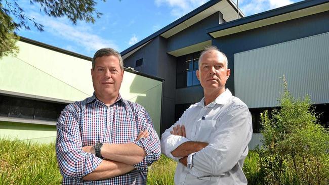 Tim Nichols and Tony Perrett at the USC building in Gympie. . Picture: Renee Albrecht