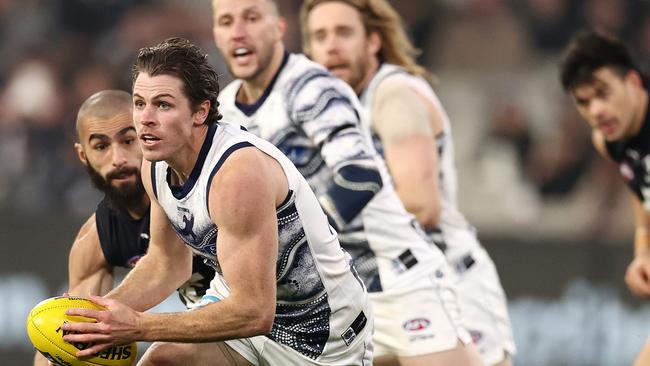 AFL Round 17. Carlton vs Geelong at the MCG, Melbourne. 10/07/2021. Isaac Smith of the Cats during the 3rd qtr. . Pic: Michael Klein