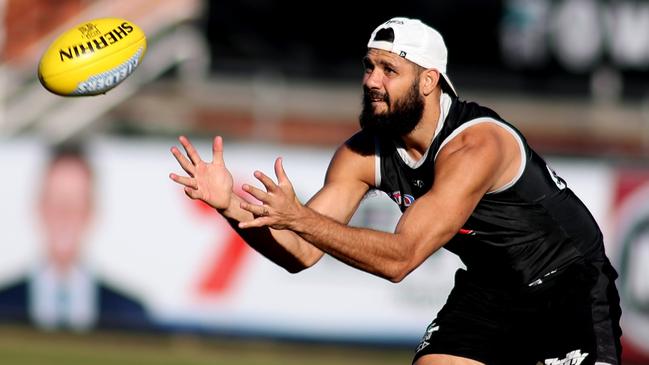 Paddy Ryder during a Port Adelaide training session at Alberton Oval on Tuesday. Picture: AAP Image/Kelly Barnes