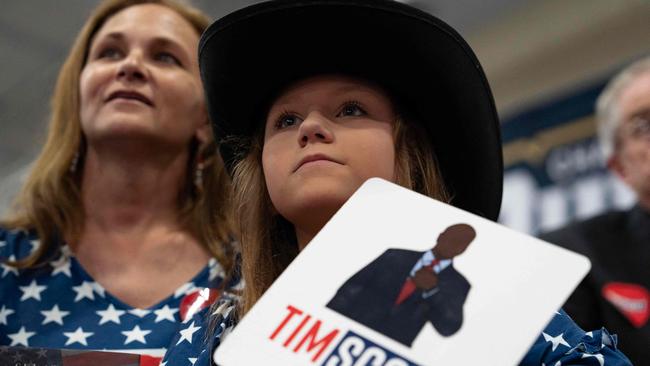 Supporters listen to US Senator Tim Scott as he announces his bid for the White House. Picture: Getty Images