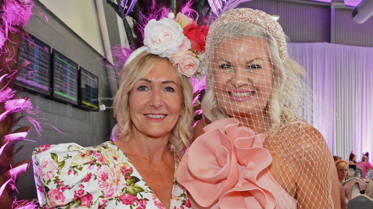 Tracy Lefevre and Fleir Cowlishaw at Pink Ribbon Race Day in the Events Centre, GCTC Bundall. Pic: Regina King