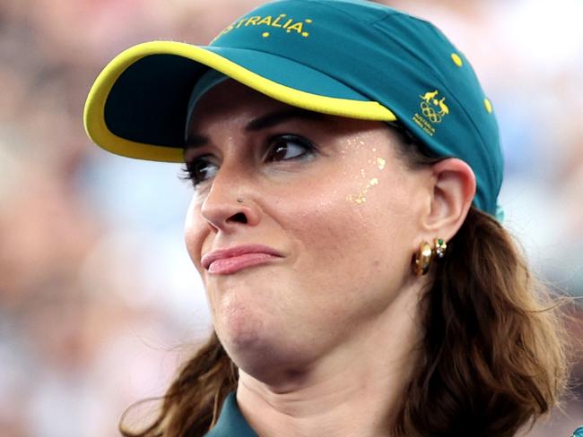 PARIS, FRANCE - AUGUST 09: B-Girl Raygun of Team Australia  reacts during the B-Girls Round Robin - Group B on day fourteen of the Olympic Games Paris 2024 at Place de la Concorde on August 09, 2024 in Paris, France. (Photo by Elsa/Getty Images)