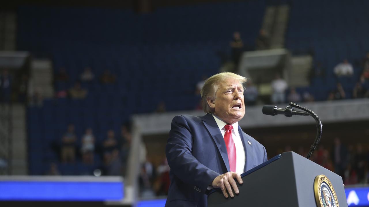 The president was clearly frustrated during the rally. Picture: Ian Maule/Tulsa World/Tulsa World via AP