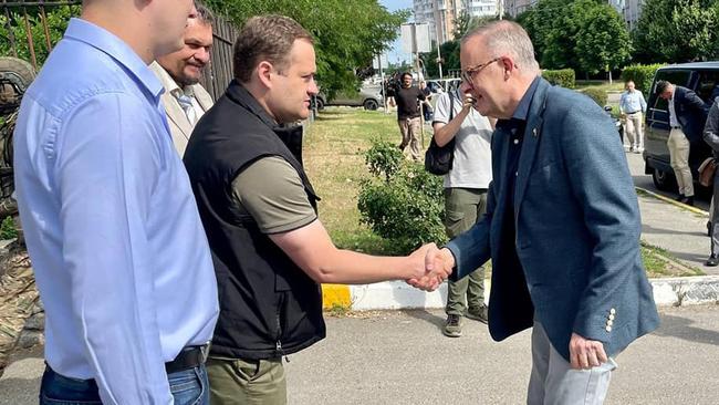 Mr Albanese’s visit came a day after Russian strikes on the southern city of Mykolaiv. Picture: Facebook / Oleksiy Volodymyroyvch Kuleba