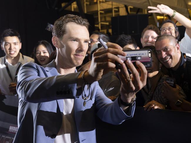 Cumberbatch takes photographs with fans during a Singapore fan event for Avengers: Infinity War on April 16. Picture: Marvel Studios/Disney