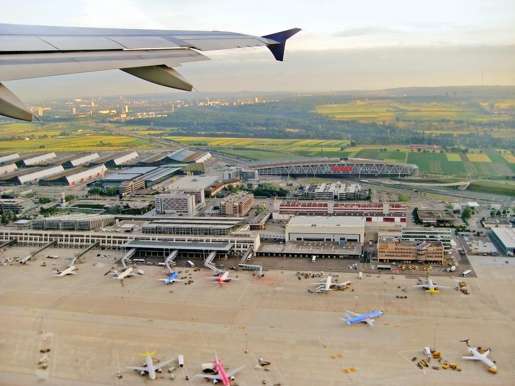 Aerial view of Stuttgart Airport.