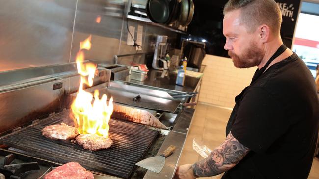 The patties are cooked in the Orangeville Meat Co kitchen.