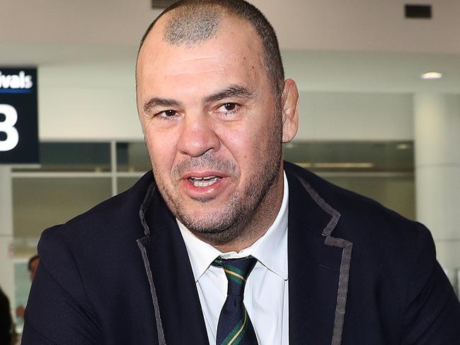 Former Wallabies coach Michael Cheika arrives at Sydney Airport after Australia's disastrous 2019 World Cup campaign in Japan. Picture: Brett Costello