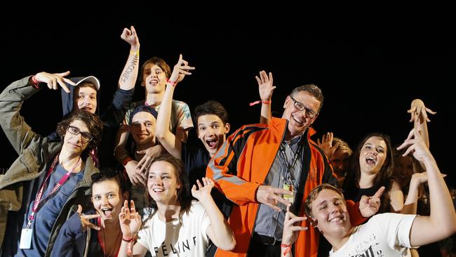 Schoolies Advisory Group Chairman Mark Reaburn, pictured with schoolies back in 2013. Picture: Jerad Williams