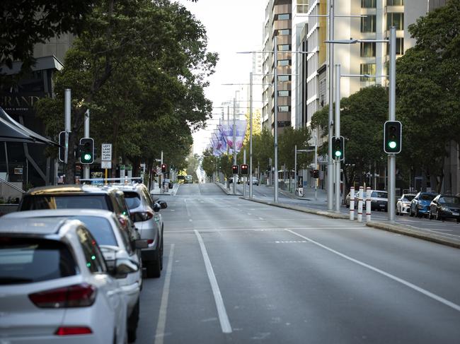 Empty streets in Perth ahead of a five-day lockdown. Picture: Getty Images