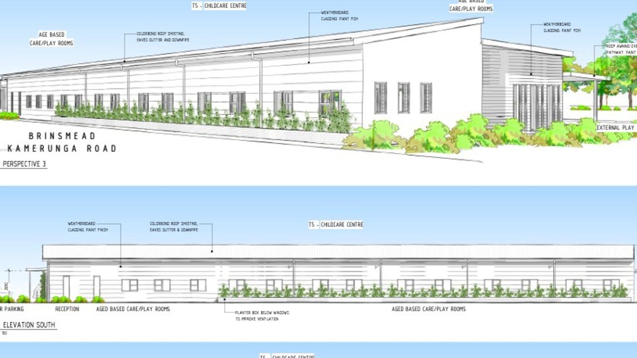 Drawings of the proposed childcare centre at Lake Placid Rd. Picture: Supplied