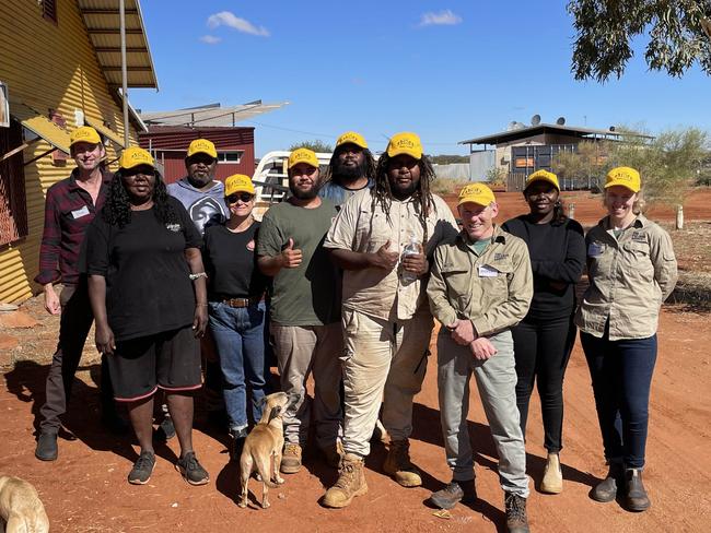 The Fulcrum Agency staff (including Akira Monaghan (R)) pictured with Martu workers.The Fulcrum Agency (TFA) are engaged in a project working on improving housing conditions; community infrastructure and ensuring longer term planning in Martu communities.These pictures were taken in communities in Parrngurr or Kunawarritji.